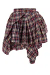 Vivienne Westwood Nymph Asymmetric Gathered Checked Linen And Cotton-blend Mini Skirt In Multi
