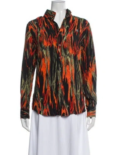 Pre-owned Vivienne Westwood Printed Long Sleeve Button-up Top In Multi