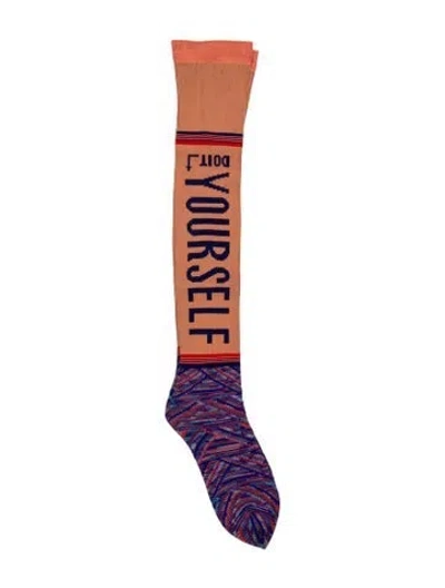 Pre-owned Vivienne Westwood Printed Long Socks In Brown