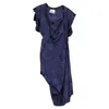 Vivienne Westwood Printed Midi Dress In Navy Blue Silk In Blue