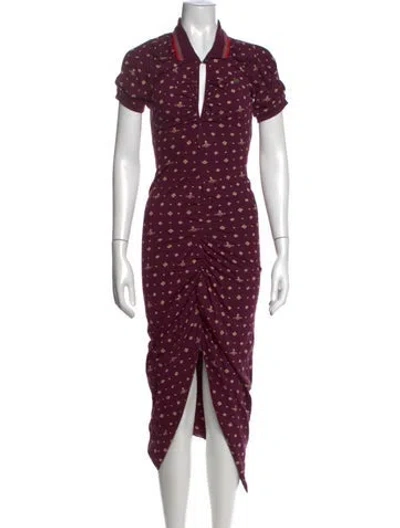 Pre-owned Vivienne Westwood Printed Midi Length Dress In Purple