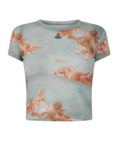 Vivienne Westwood Printed Short-sleeve Fitted T-shirt In Blue