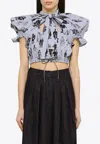 Vivienne Westwood Printed Tie-neck Cotton Cropped Top In Multicolor