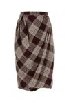Vivienne Westwood Red & Gray Drunken Drape Midi Skirt In Red