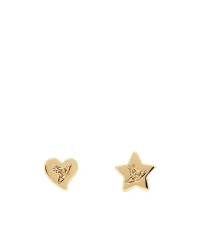 Vivienne Westwood Priscilla Asymmetric Earrings In Gold