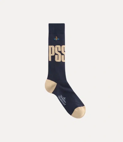 Vivienne Westwood Pssst! Sock Pssst! Navy Blue 6-8 Unisex In Multi