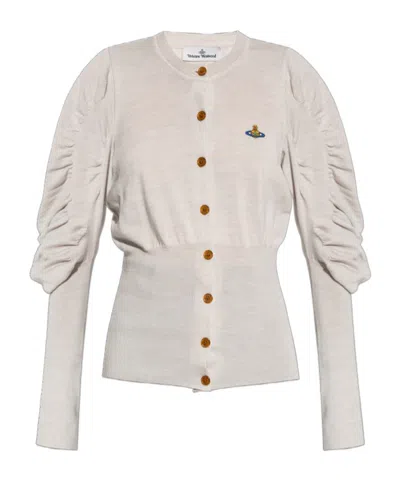 Vivienne Westwood Long-sleeved Knitted Cardigan In White