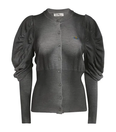 Vivienne Westwood Puff-sleeve Contoured Eli Cardigan In Grey