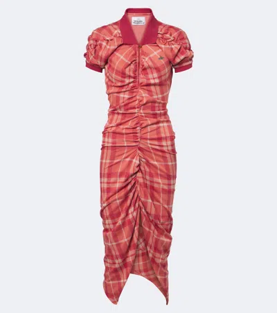 Vivienne Westwood Pulling Dress Tartan Piquet Blossom Xs Women In Red