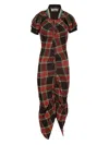 Vivienne Westwood Pulling Dress Tartan Piquet Red-green Xl Women