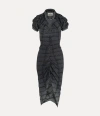 Vivienne Westwood Pulling Dress Print Organic Piquet Grey-overdye-vw-grid L Women In Grey-overdye-vw-grid