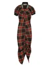 Vivienne Westwood Pulling Dress Tartan Piquet Red-green Xl Women