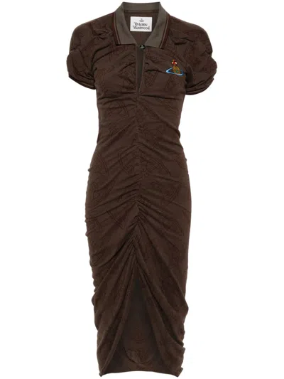 Vivienne Westwood Pulling Dress Organic Cotton Khaki-brown L Women In Green