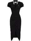 Vivienne Westwood Gray Pulling Midi Dress In Black