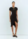 Vivienne Westwood Gray Pulling Midi Dress In Black