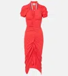 Vivienne Westwood Pulling Ruched Asymmetric Cotton Midi Dress In Pink