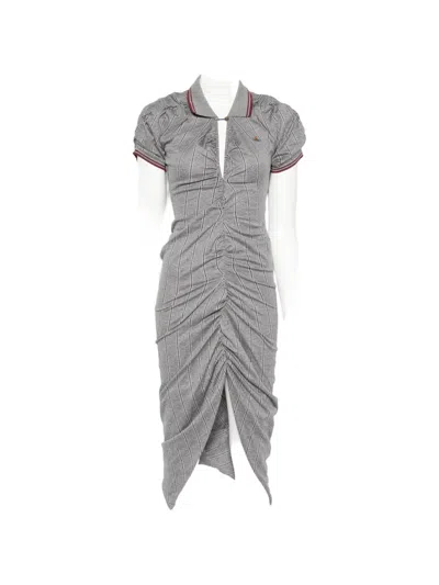 Vivienne Westwood Pulling Ruched Asymmetric Midi Dress In Gray