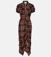 Vivienne Westwood Pulling Dress Tartan Piquet Red-green Xl Women