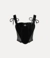 Vivienne Westwood Cropped Velvet Corset With Bow And Mesh In Black