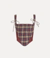 Vivienne Westwood Puppy Mesh-trimmed Checked Linen And Cotton-blend Bustier Top