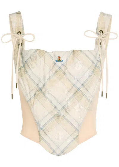 Vivienne Westwood Puppy Plaid Cotton-blend Corset In Sand