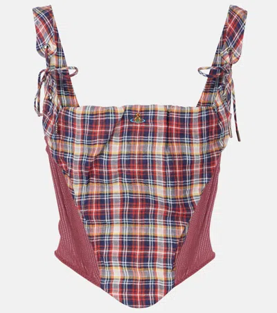 VIVIENNE WESTWOOD PUPPY TARTAN LINEN AND COTTON CORSET