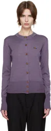 Vivienne Westwood Wool Blend Bea Cardigan With Ribbed Cuffs And Hem In J402 Lavender