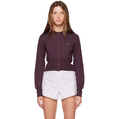 Vivienne Westwood Purple Bea Cropped Cardigan In D408 Dark Mahogany