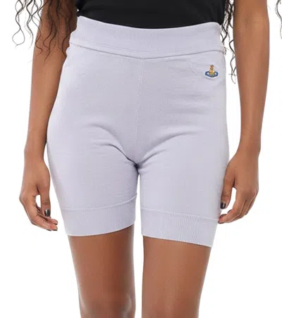 Vivienne Westwood Purple Embroidered Shorts In White