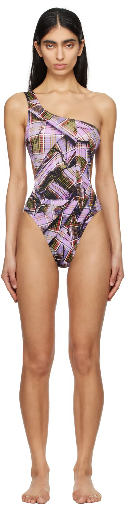 Vivienne Westwood Purple One Shoulder Swimsuit In J401 Purple