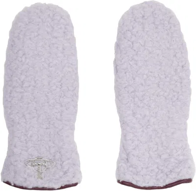 Vivienne Westwood Purple Poodle Boa Mitts In Gray