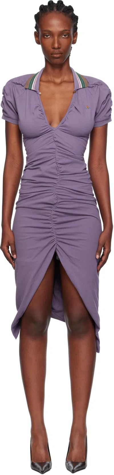 Vivienne Westwood Knee Length Dress Asymmetrical Hem In Purple