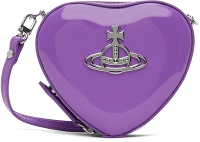 Vivienne Westwood Purple Shiny Mini Heart Crossbody Bag In J401 Purple