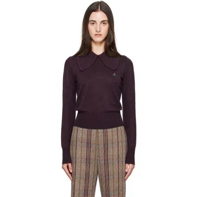 Vivienne Westwood Purple Tie Bea Long Sleeve Polo In Brown