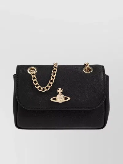 Vivienne Westwood Purse Chain-link Strap Gold-tone Hardware In Black