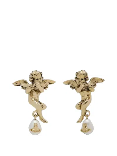 Vivienne Westwood Putti Pearl-drop Earrings In Gold