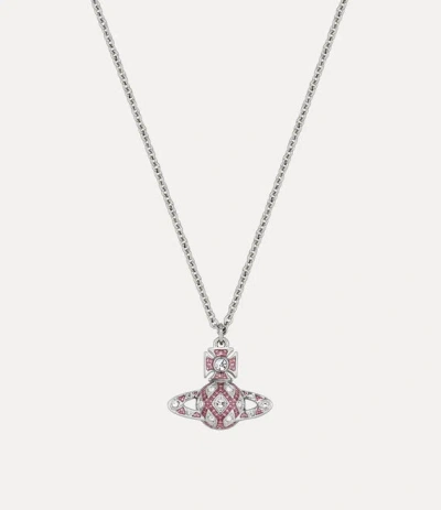 Vivienne Westwood Rachelle Bas Relief Pendant Necklace Platinum-white-crystal-transparent-rose-enamel Platinum-white-c In Metallic