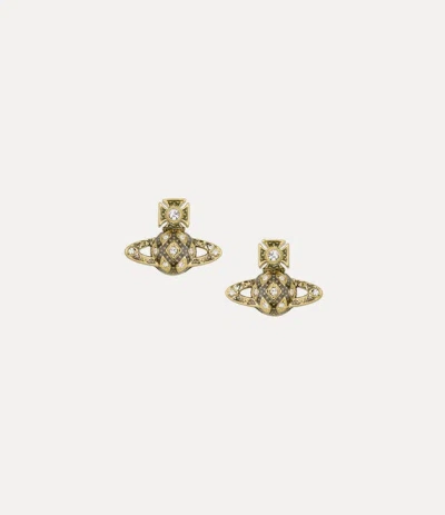 Vivienne Westwood Rachelle Bas Relief Stud Earrings Gold-white-crystal-transparent-black-diamond Gold-white-crystal-tr