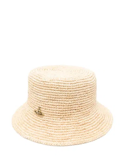 Vivienne Westwood Raffia Bucket Hat In Beige