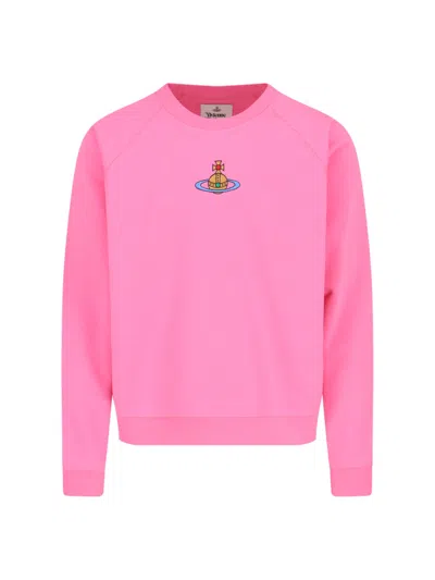 Vivienne Westwood Raglan Logo Crew Neck Sweatshirt In Pink