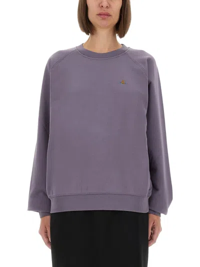 Vivienne Westwood Raglan Sleeve Sweatshirt In Soft Cotton In Purple
