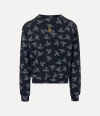 Vivienne Westwood Raglan Sweatshirt Allover Orb Felpa Navy-white Xl Unisex In Navy-white