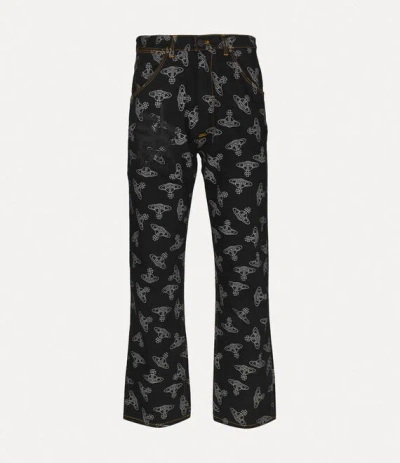 Vivienne Westwood Ranch Jeans Cotton Classic "line Orb" Motif Black 32 Unisex