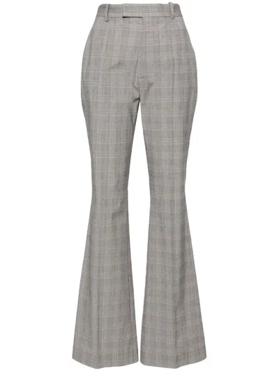 Vivienne Westwood Flared Checkered Stretch-cotton Trousers In Grey