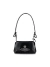 Vivienne Westwood Rectangular Black Handbag With Silver Emblem In Black
