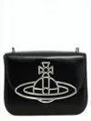 Vivienne Westwood Rectangular Leather Crossbody Bag With Metallic Emblem In White