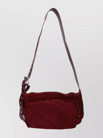 Vivienne Westwood Rectangular Suede Shoulder Bag Eyelets In Red