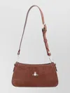 Vivienne Westwood Rectangular Suede Shoulder Bag With Adjustable Strap In Brown