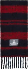 Vivienne Westwood Striped Scarf Featuring Fringe Detailing In Black