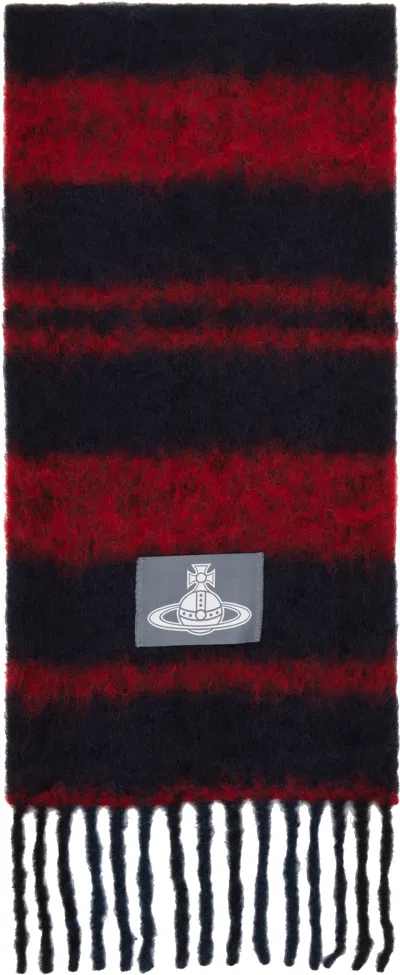 VIVIENNE WESTWOOD RED & BLACK CHUNKY STRIPE SCARF